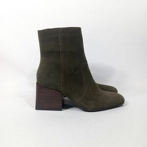 BLONDO Salmone Cow Suede Waterproof Ankle Boots Olive Green Womens Size 6.5 *NWT